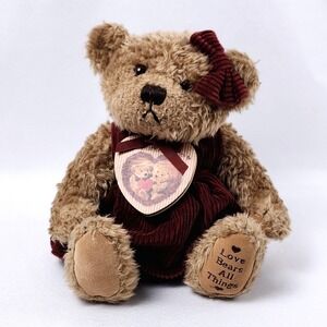 Vintage 1996 Zondervan Love Bears All Things Plush Bear Corduroy Dress Heart Tag